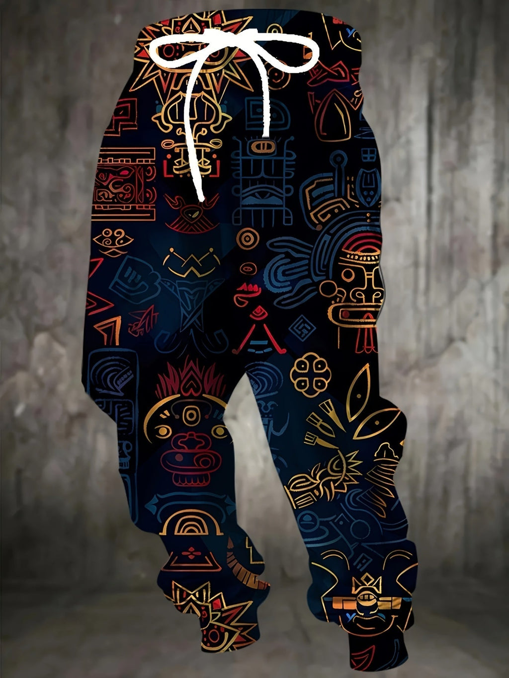 Men's Printed Joggers – Navy & Gold