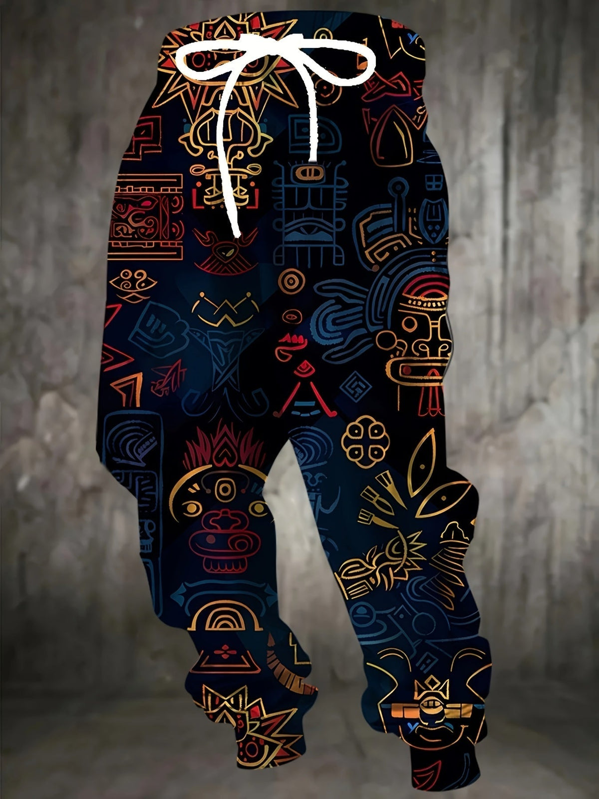 Men's Printed Joggers – Navy & Gold
