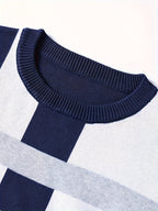 Men's Navy Colour Block Jumper