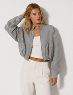 Ladies Casual Plaid Crop Jacket with Stand Collar – Everyday Wear, Stylish Layering