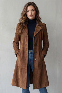 Women's Longline Vintage Suede-Finish Coat