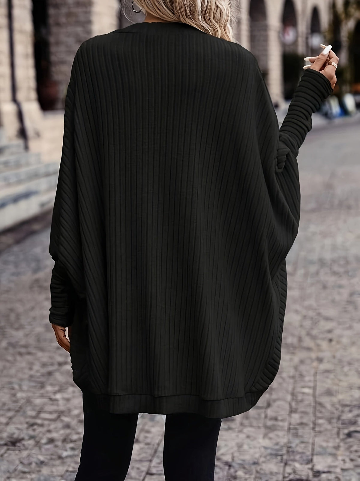 Women's Relaxed Open-Front Ribbed Cardigan
