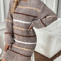 Women's Striped Jumper Dress – Brown & Cream – Brown & Cream
