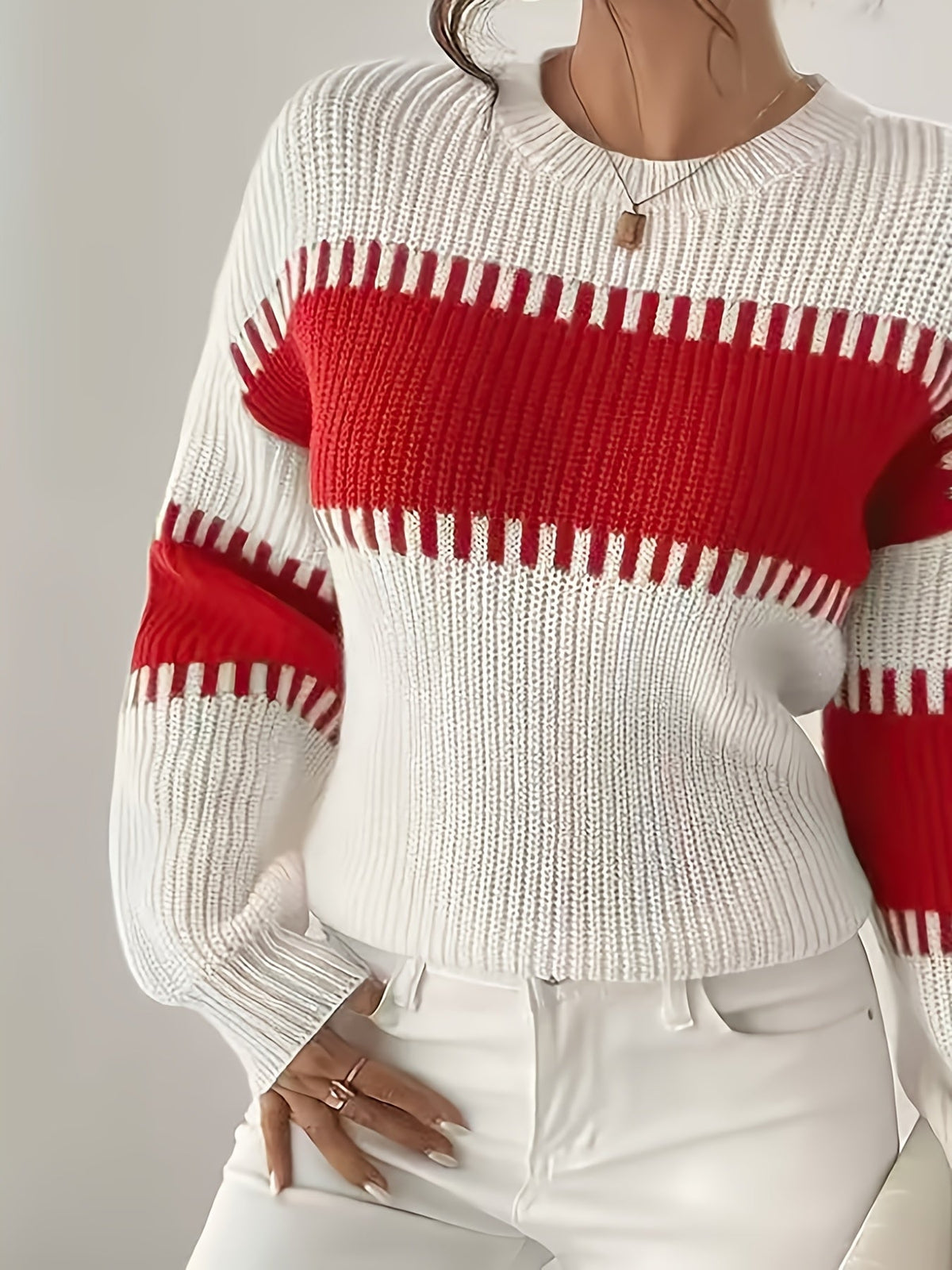 Women's Colour Block Striped Jumper – Drop Shoulder