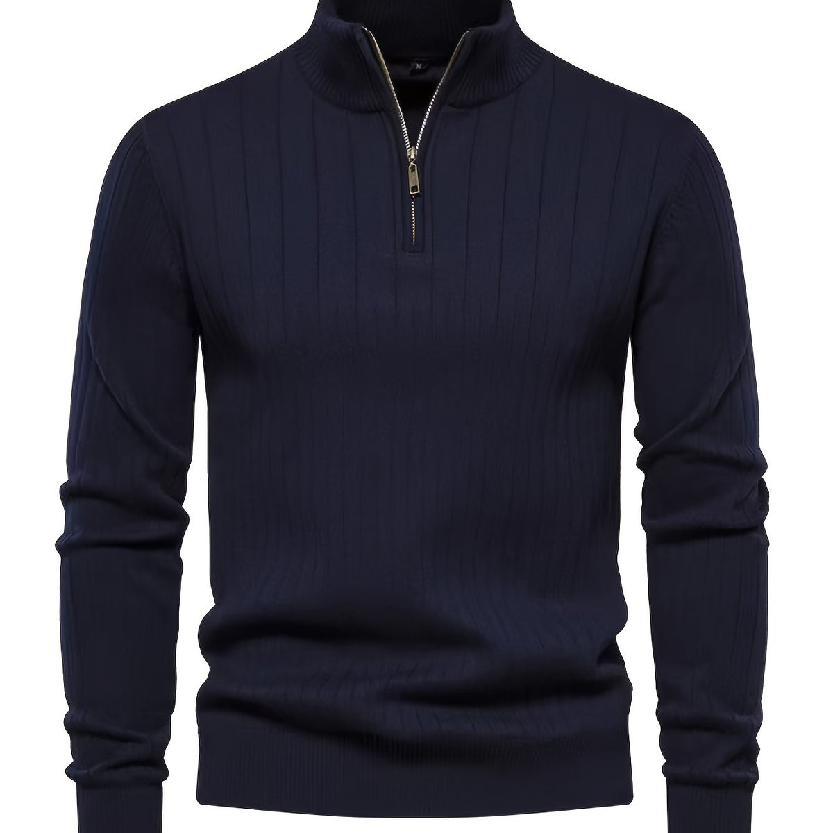 Men's Quarter-Zip Stand Collar Jumper – Navy