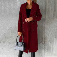Women's Wool Trench Coat – Slim Fit, Office & Casual – Wine Red
