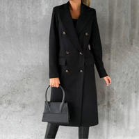 Women's Wool Trench Coat – Slim Fit, Office & Casual – Black