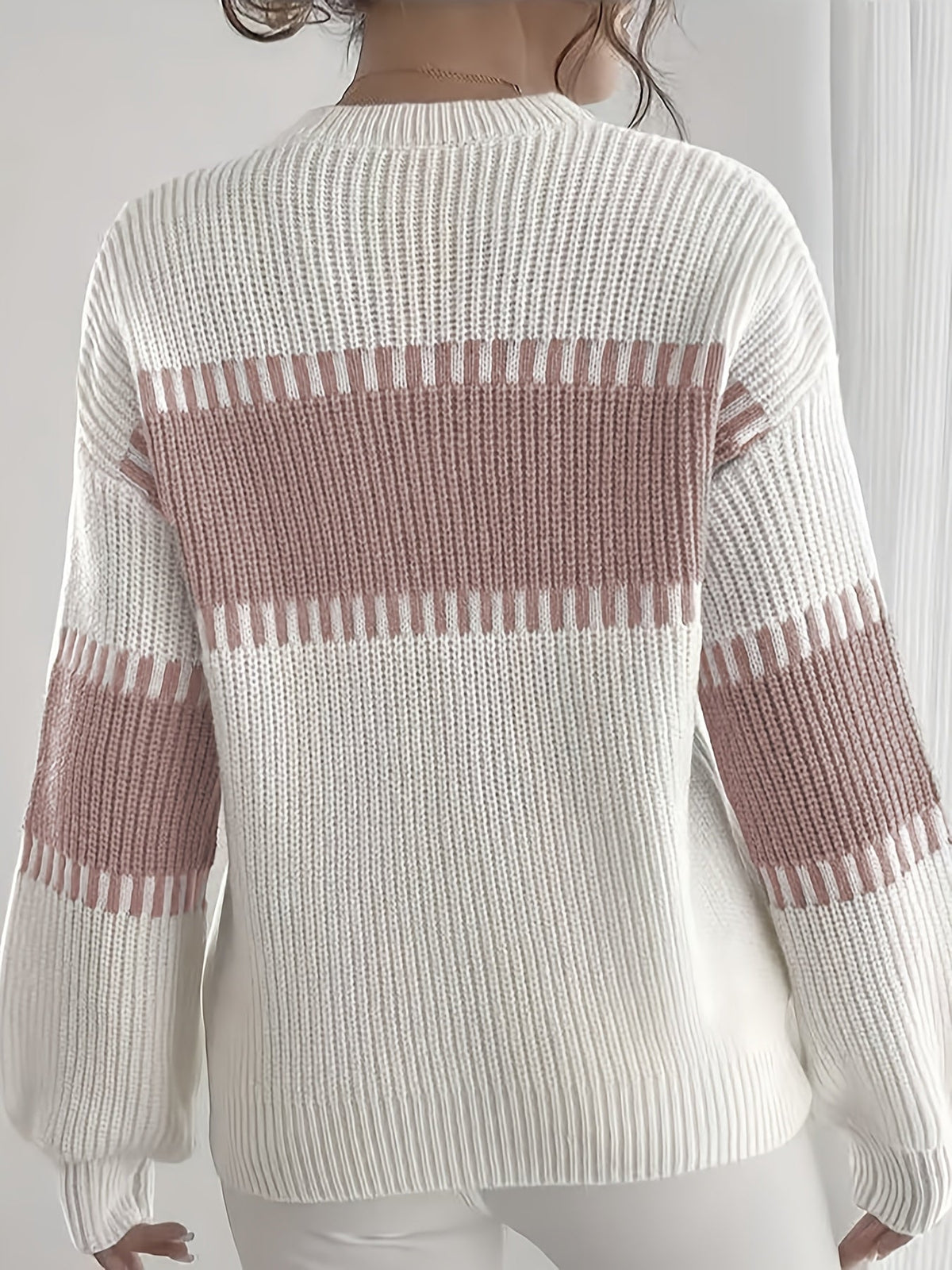 Women's Colour Block Striped Jumper – Drop Shoulder