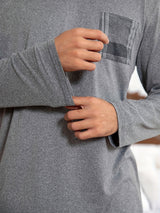 Men's Grey Plaid Lounge Set – Top & Trousers