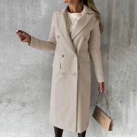 Women's Wool Trench Coat – Slim Fit, Office & Casual – Beige