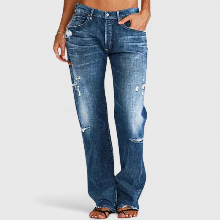 Women's Wide-Leg Stretch Jeans – Dark Blue
