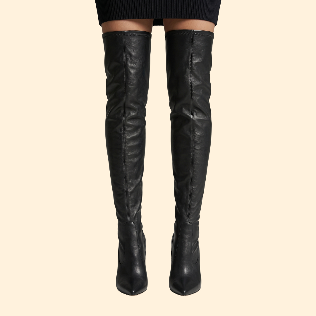 Women's Black Knee-High Boots with Zip