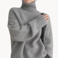 Women's Cashmere Roll Neck Jumper – Relaxed Fit – Gray