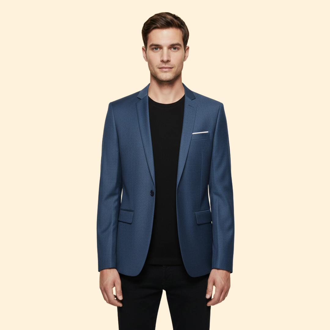 Men's Single-Button Lined Blazer – Office & Casual – Navy
