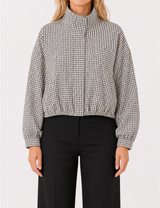 Ladies Casual Plaid Crop Jacket with Stand Collar – Everyday Wear, Stylish Layering