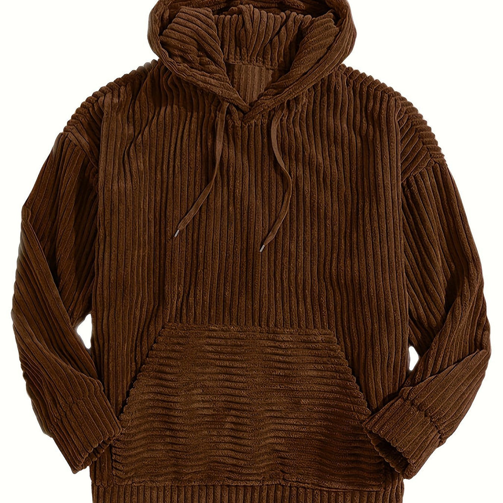 Unisex Ribbed Pullover Hoodie – Relaxed Fit – Dark Brown