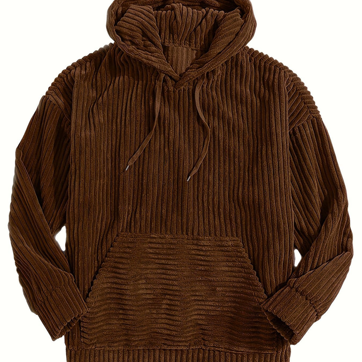 Unisex Ribbed Pullover Hoodie – Relaxed Fit – Dark Brown