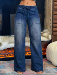 Women's Relaxed Wide-Leg Jeans with Drawstring
