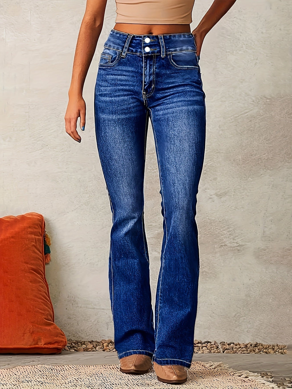 Women's Classic Flared Jeans – Stretch Denim