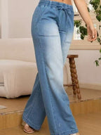 Women's Relaxed Wide-Leg Jeans with Drawstring