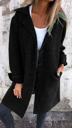 Women's Lapel Collar Button Blazer – Black