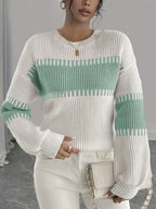 Women's Colour Block Striped Jumper – Drop Shoulder