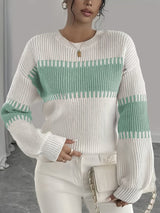 Women's Colour Block Striped Jumper – Drop Shoulder