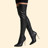 Women's Black Knee-High Boots with Zip