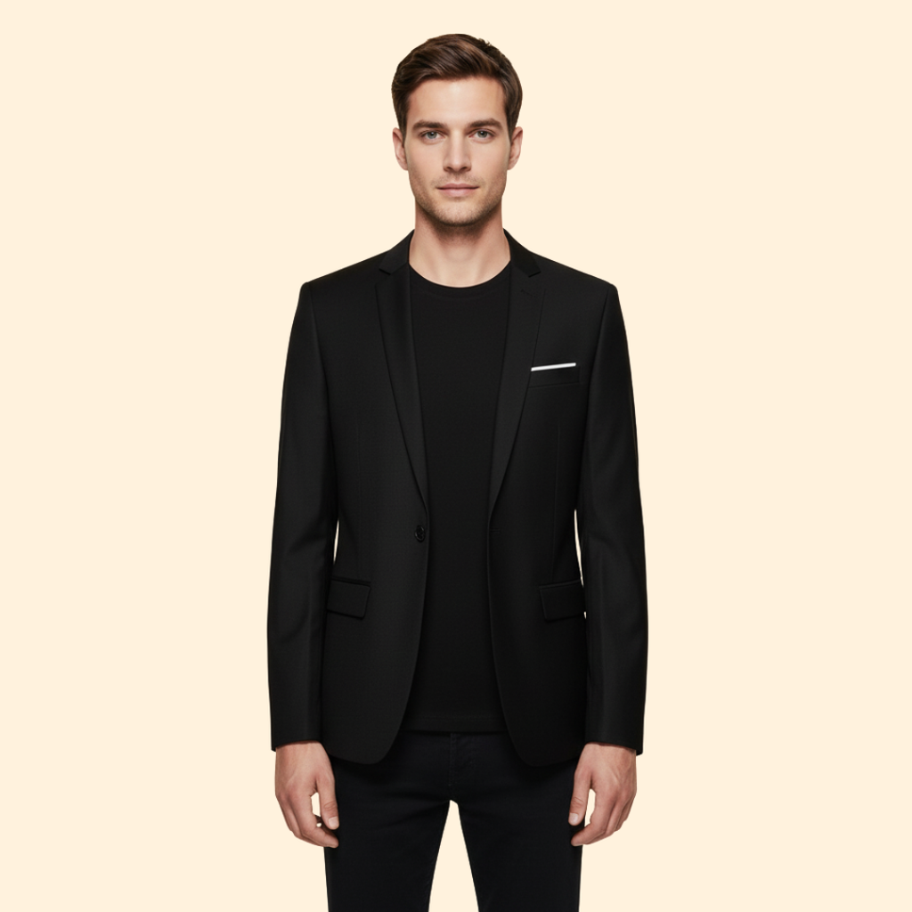 Men's Single-Button Lined Blazer – Office & Casual – Black