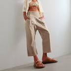 Wide Leg Pants for Women - Comfortable Cotton Blend - Casual Weekend Wear