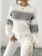 Women's Colour Block Striped Jumper – Drop Shoulder