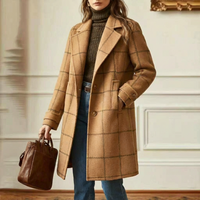 Women's Wool Blend Check Coat – Office & Casual