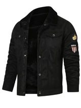Men's Black Fleece-Lined Trucker Jacket
