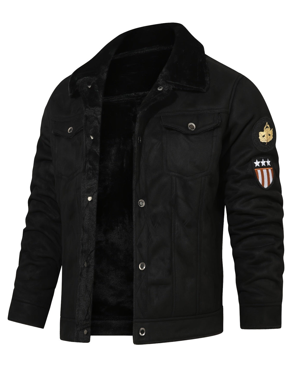 Men's Black Fleece-Lined Trucker Jacket