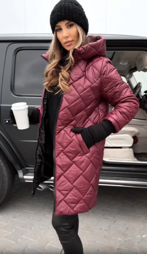 Women's Long Quilted Down Puffer Jacket with Hood