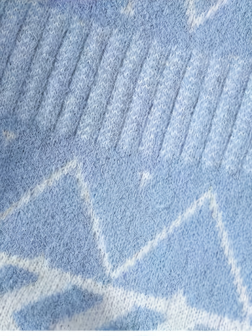 Men's Sky Blue Patterned Crew Neck Jumper