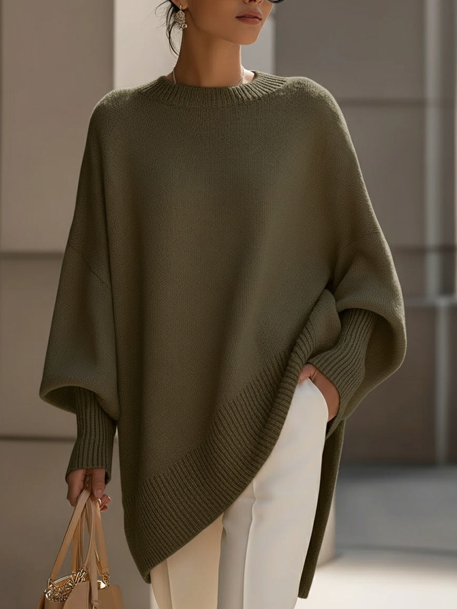 Women's Oversized Wool Jumper – Asymmetric Hem