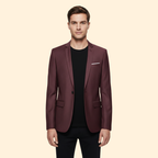 Men's Single-Button Lined Blazer – Office & Casual – Reddish Brown