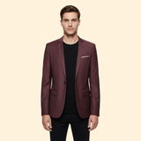 Men's Single-Button Lined Blazer – Office & Casual – Reddish Brown