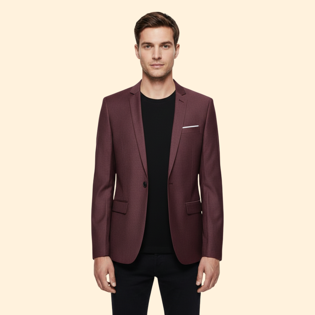 Men's Single-Button Lined Blazer – Office & Casual – Reddish Brown