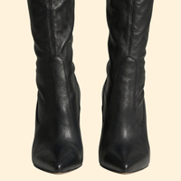 Women's Black Knee-High Boots with Zip