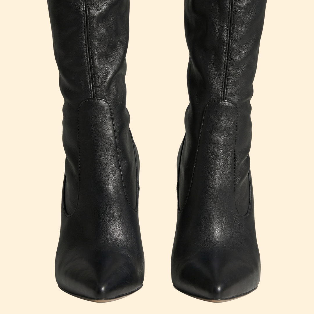 Women's Black Knee-High Boots with Zip