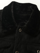 Men's Black Fleece-Lined Trucker Jacket