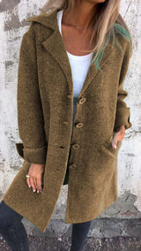 Women's Lapel Collar Button Blazer – Brown