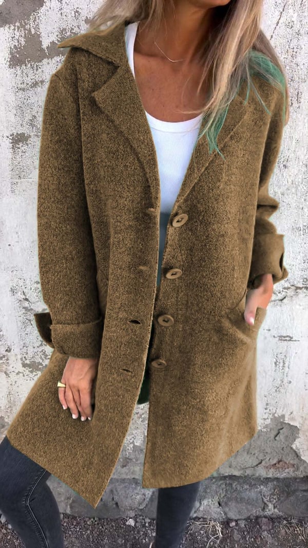Women's Lapel Collar Button Blazer – Brown