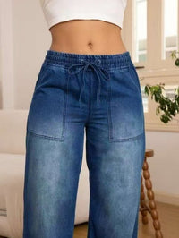 Women's Relaxed Wide-Leg Jeans with Drawstring