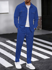 Men's Two-Piece Button-Front Set with Drawstring Trousers