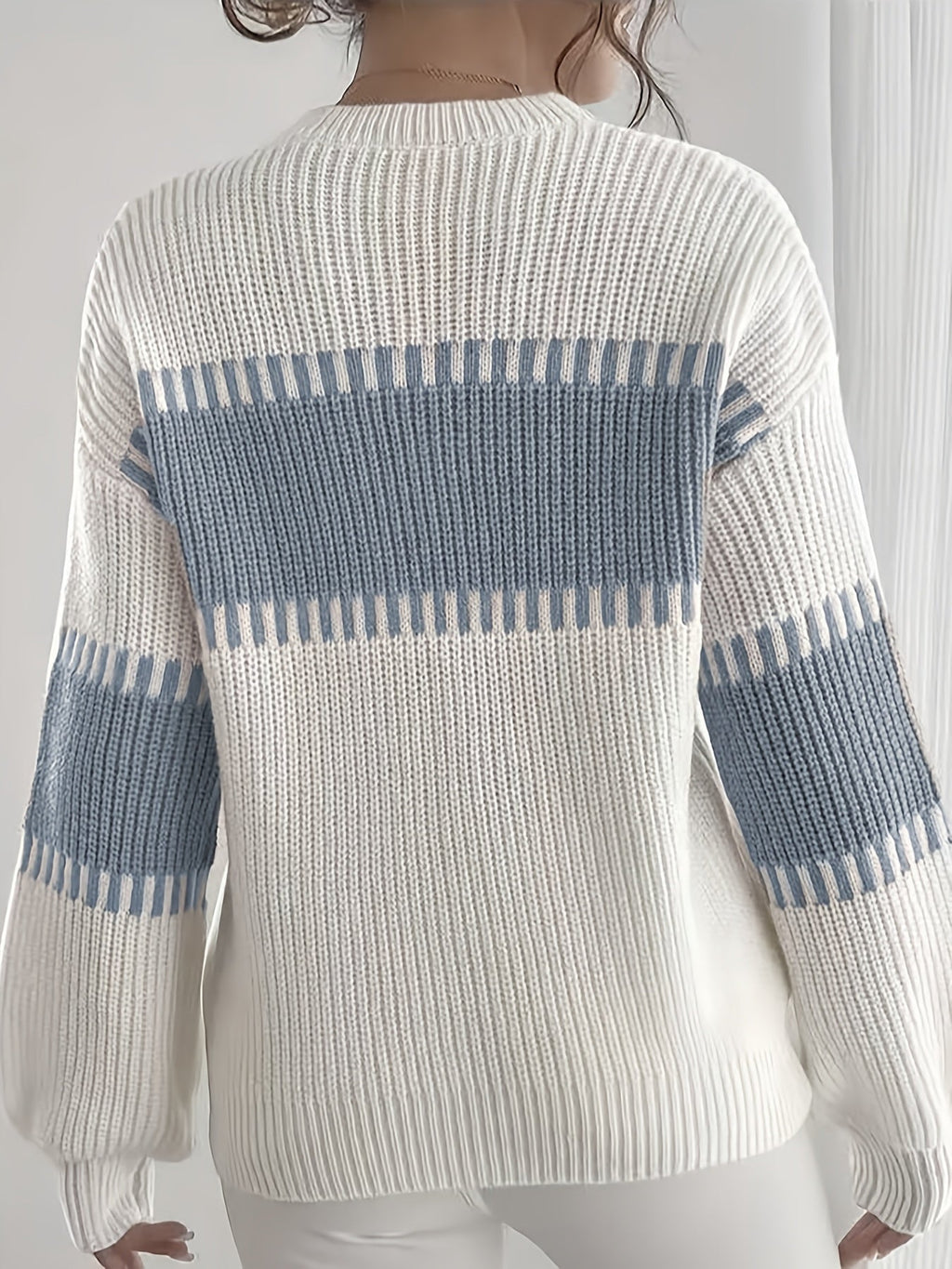 Women's Colour Block Striped Jumper – Drop Shoulder