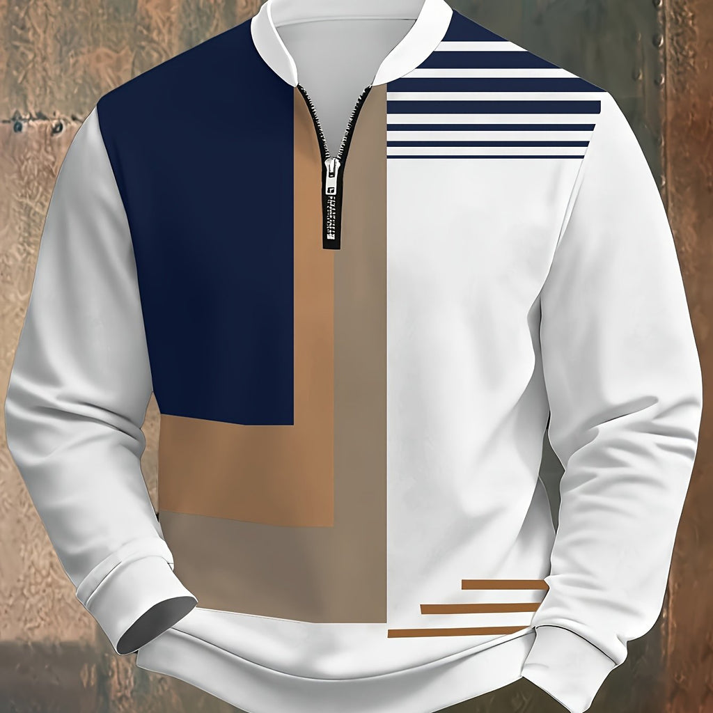 Men's Colour Block Half-Zip Pullover – Mixed colors