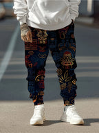 Men's Printed Joggers – Navy & Gold